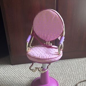Pink and Gold American girl Doll Styling Chair